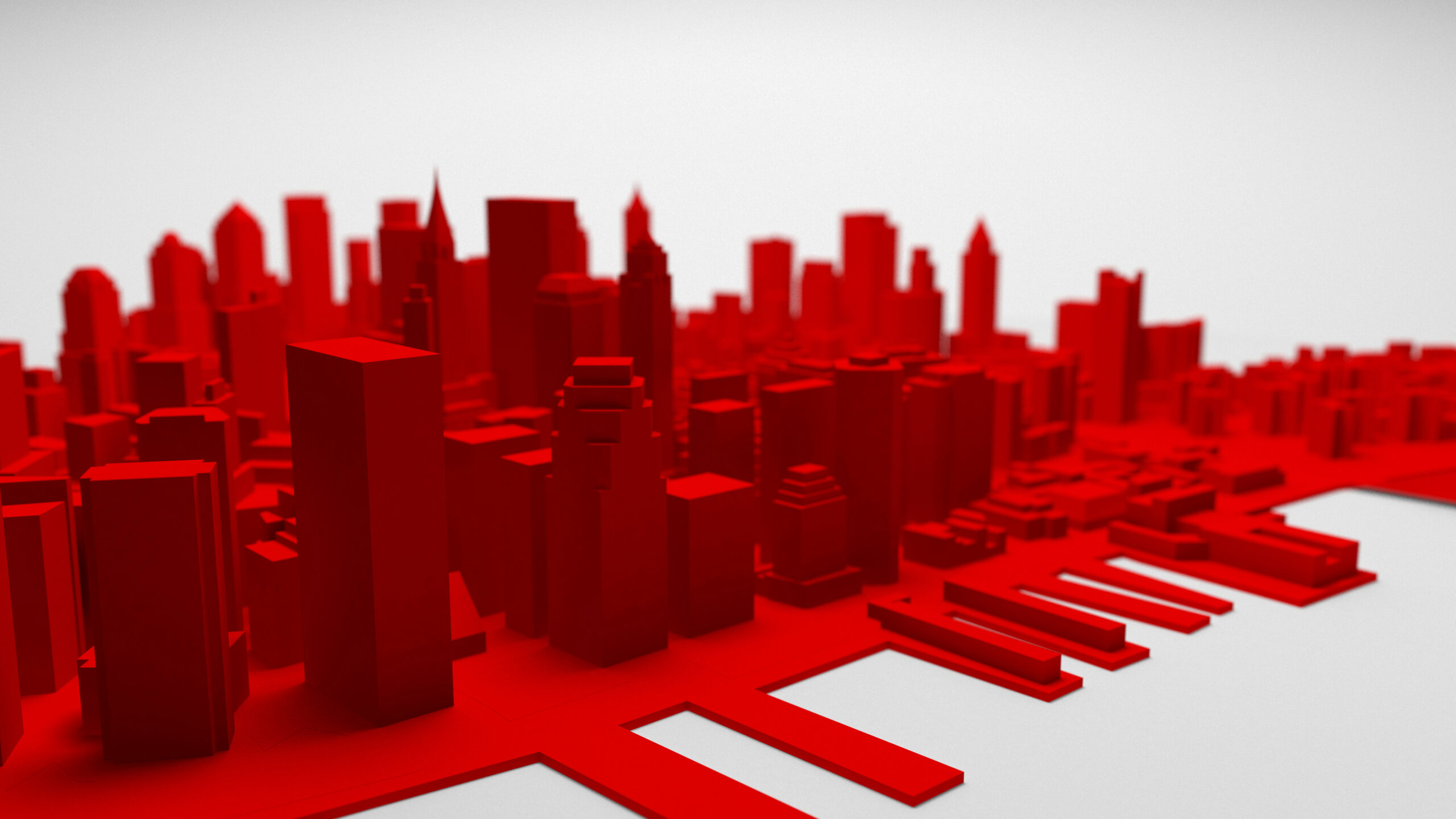 3d red city panorama isolated on white background. 3d rendering. - Immo Safe